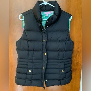 Lilly Pulitzer Black Down Puffer Vest size L large